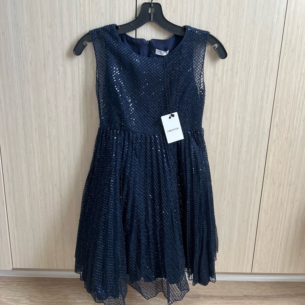 Navy sparkly Monnalisa girls dress